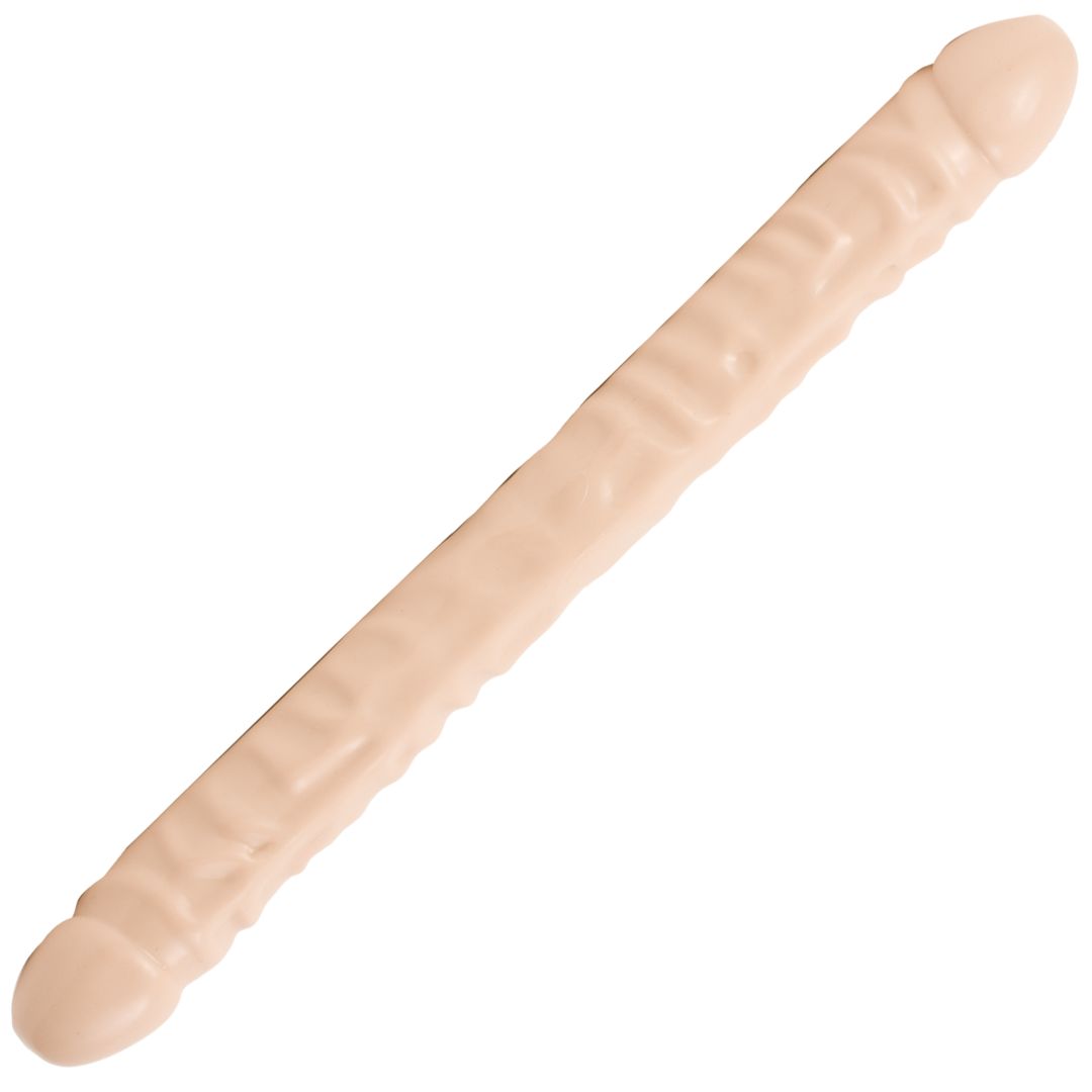 Doc Johnson Veined Double Header - Dubbele dildo - 45 cm - Wit