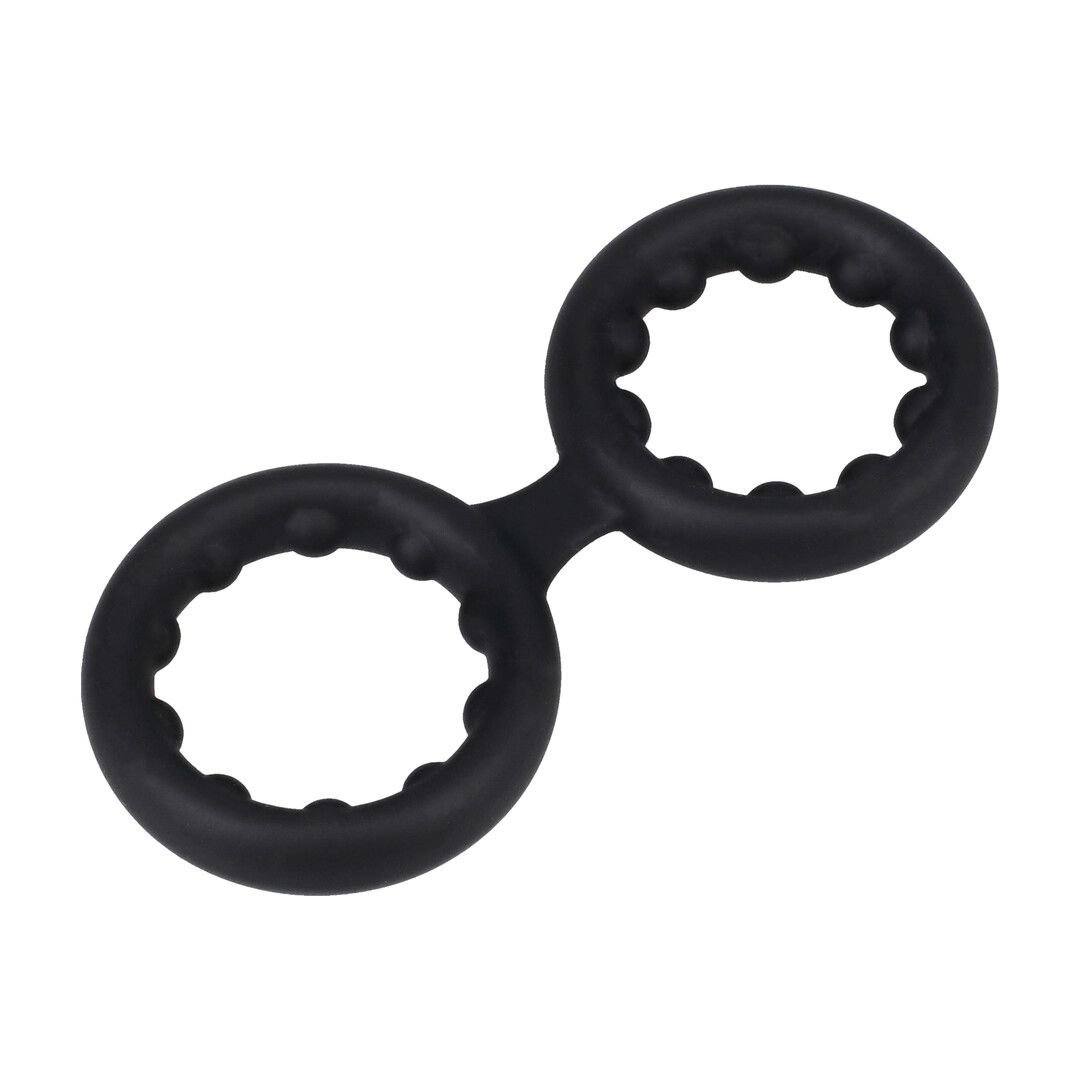 Doc Johnson siliconen Double Stamina cockring met metalen balletjes - Zwart