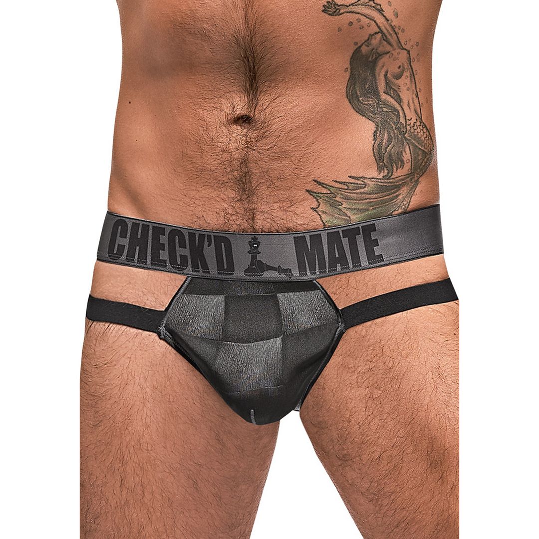Male Power Checked Mate cut-out jock - L/XL