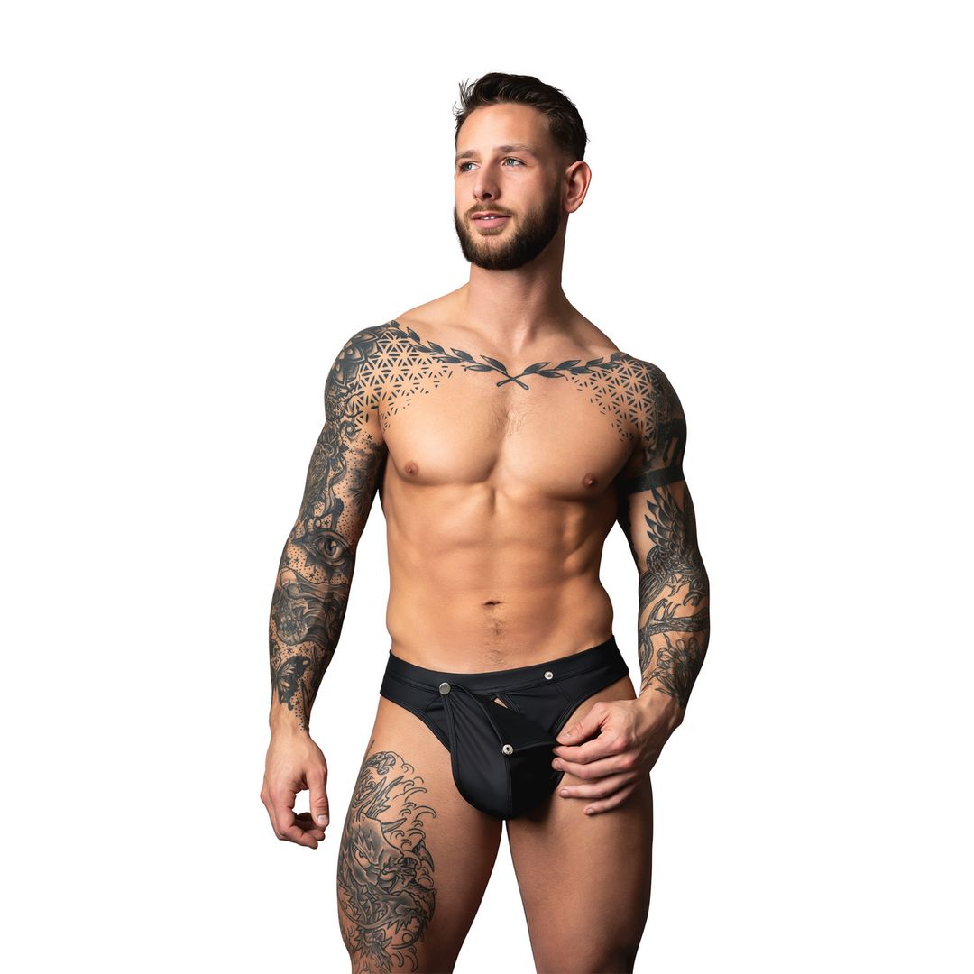 Male Power Snap Off string - Zwart