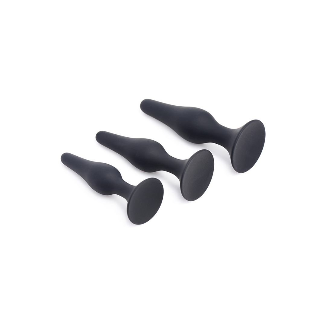 XR Brands Triple Spire - Taps toelopende siliconen anaal trainingsset - 3 stuks - Zwart