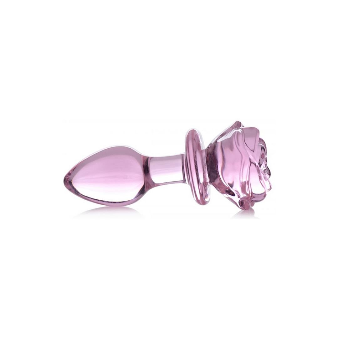 XR Brands Pink Rose - Glazen buttplug - Medium