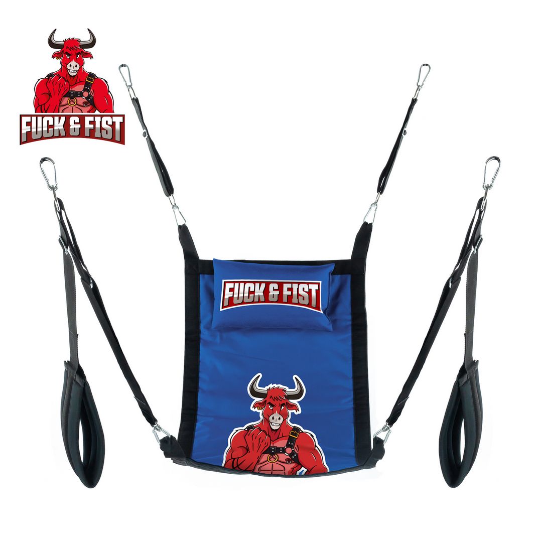 Fuck & Fist Rechthoekige stoffen sling - Complete set - Blauw/Zwart