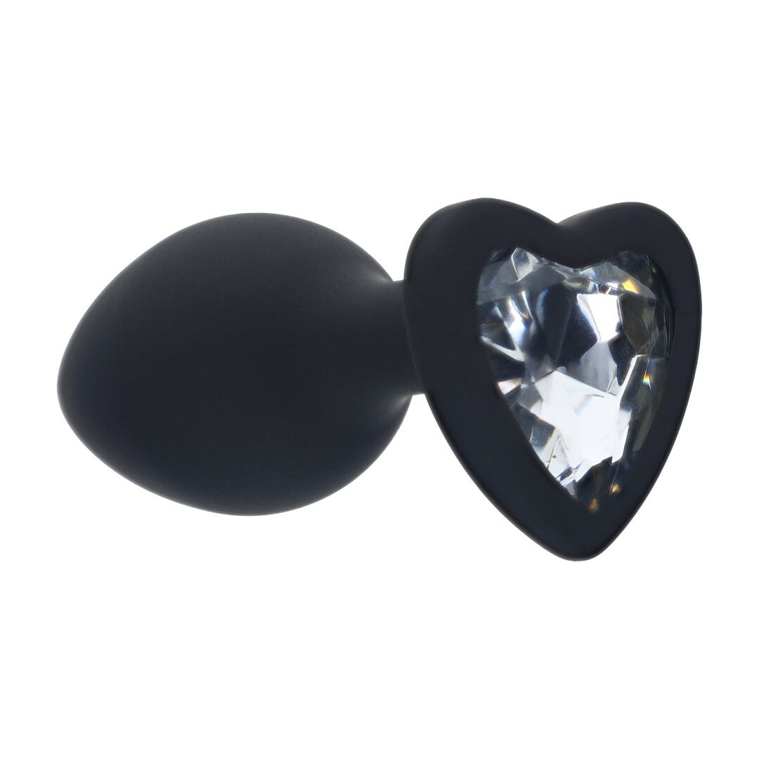 Ouch! Interchangeable Diamond Heart Gem Buttplug Small - Zwart