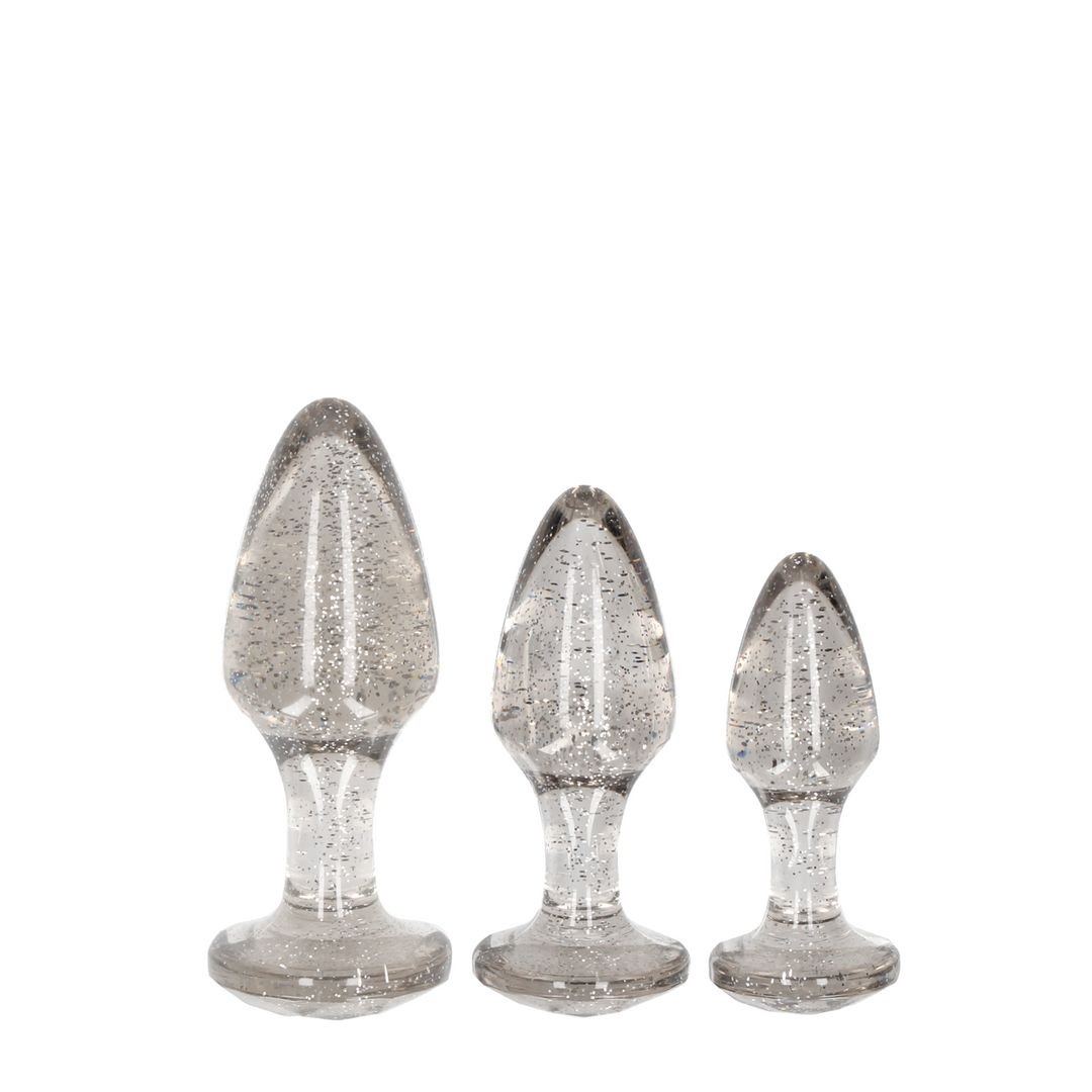 Ouch! Acryl Buttplug Set - Zilver