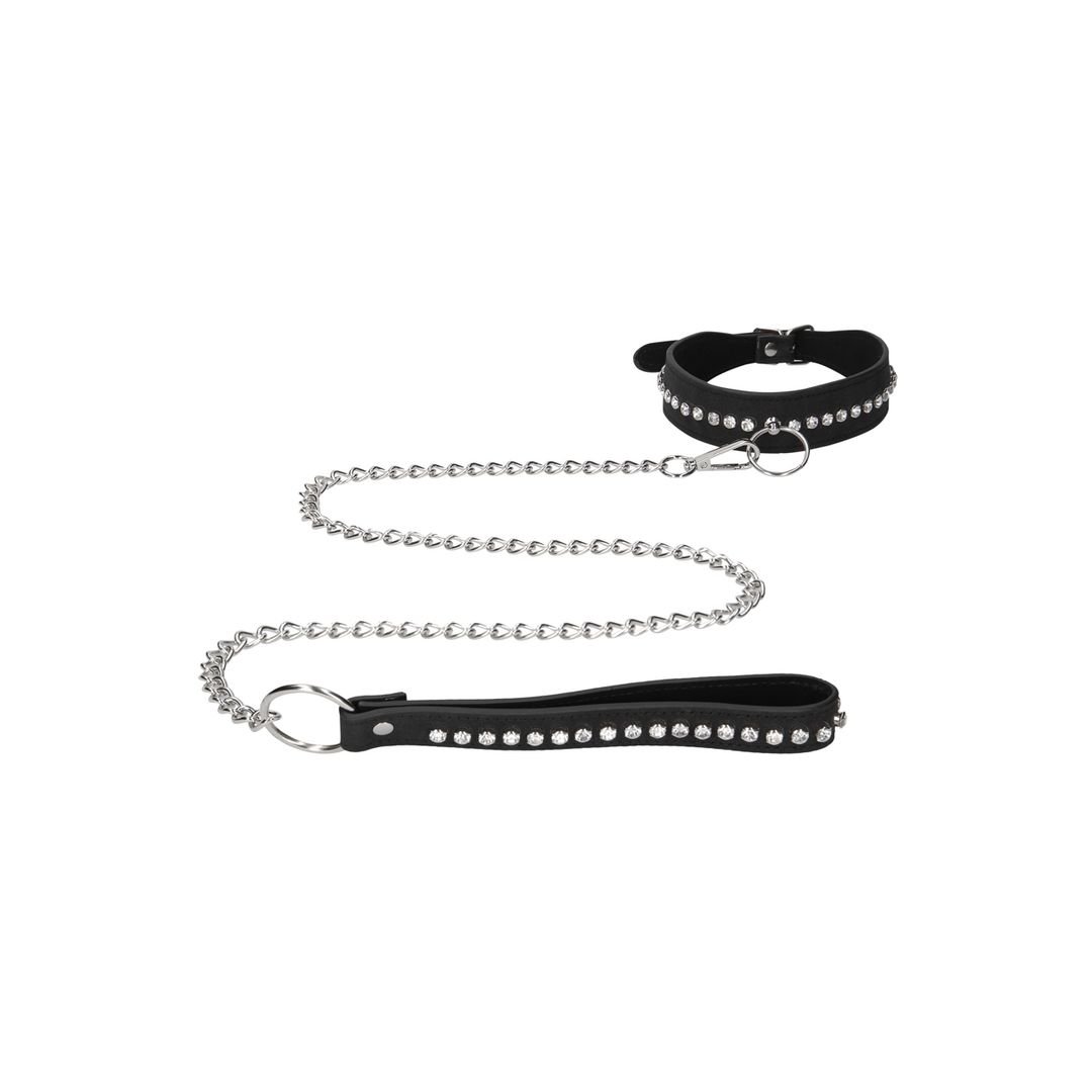 Ouch! Halsband met diamantstuds en lijn