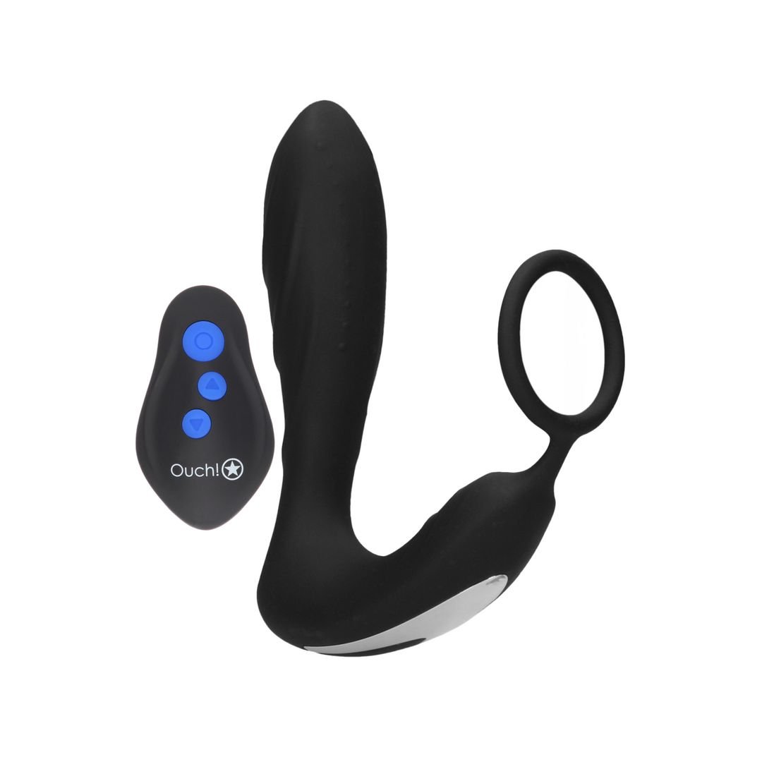 Ouch! E-stim Vibrerende Buttplug met Cockring