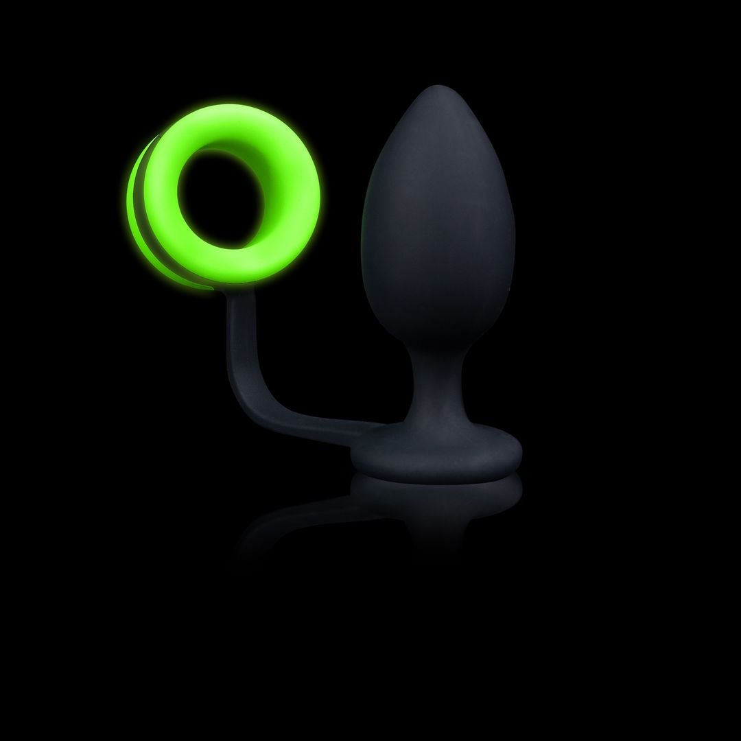 Ouch! Buttplug met cockring - Glow in the Dark