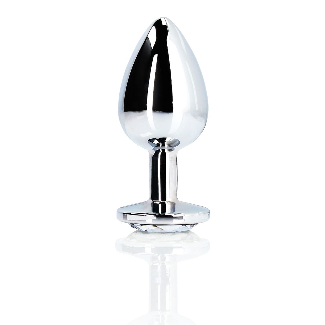 Ouch! Round Gem Buttplug - Medium - Zilver/Diamant