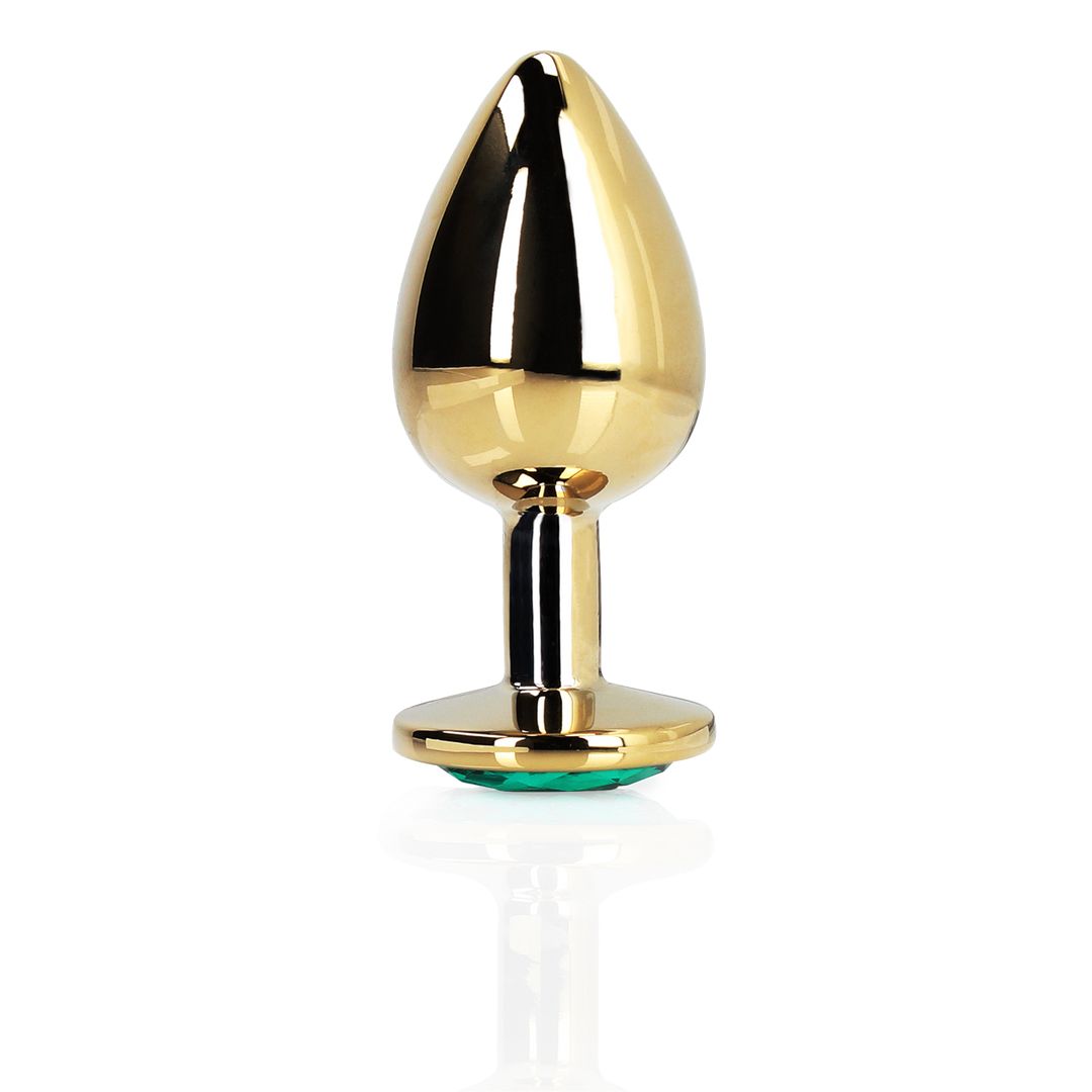 Ouch! Round Gem Buttplug - Large - Goud/Smaragdgroen