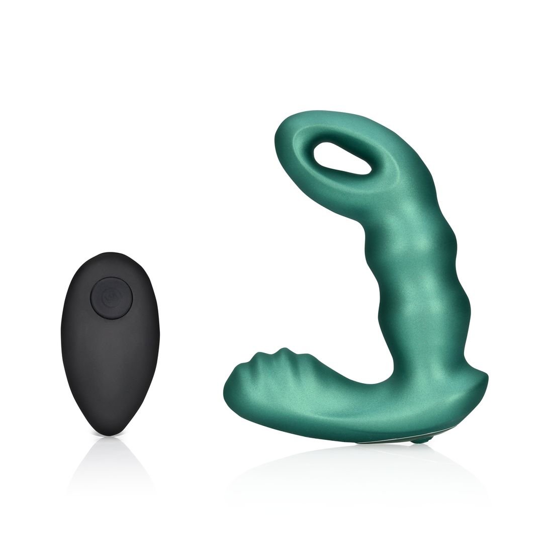 Ouch! Beaded vibrerende prostaatstimulator met afstandsbediening - Metallic groen