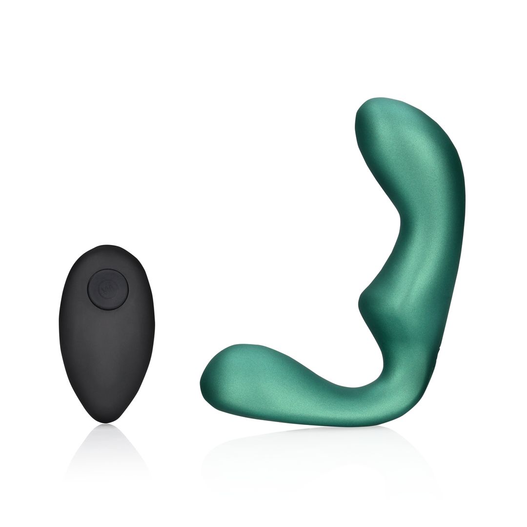 Ouch! Pointed vibrerende prostaatstimulator met afstandsbediening - Metallic groen