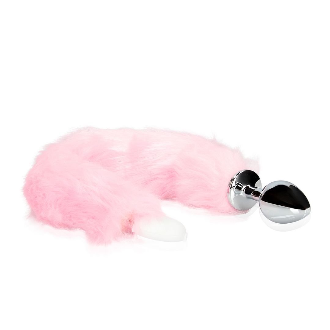 Ouch! Lichtgevende vossenstaart met metalen buttplug - Roze