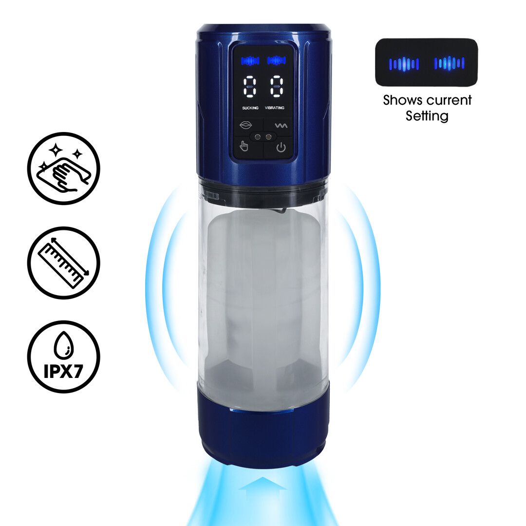 Pumped UltraLift - Automatische waterdichte masturbator pomp - Metallic blauw