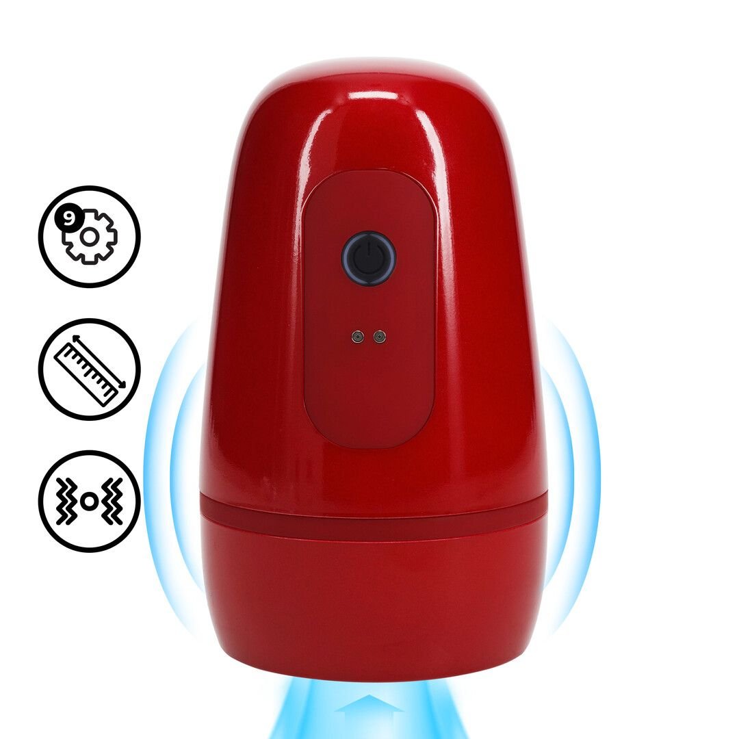 Pumped Pulsar - Zuigende en vibrerende masturbator pomp met onderdruk - Metallic rood