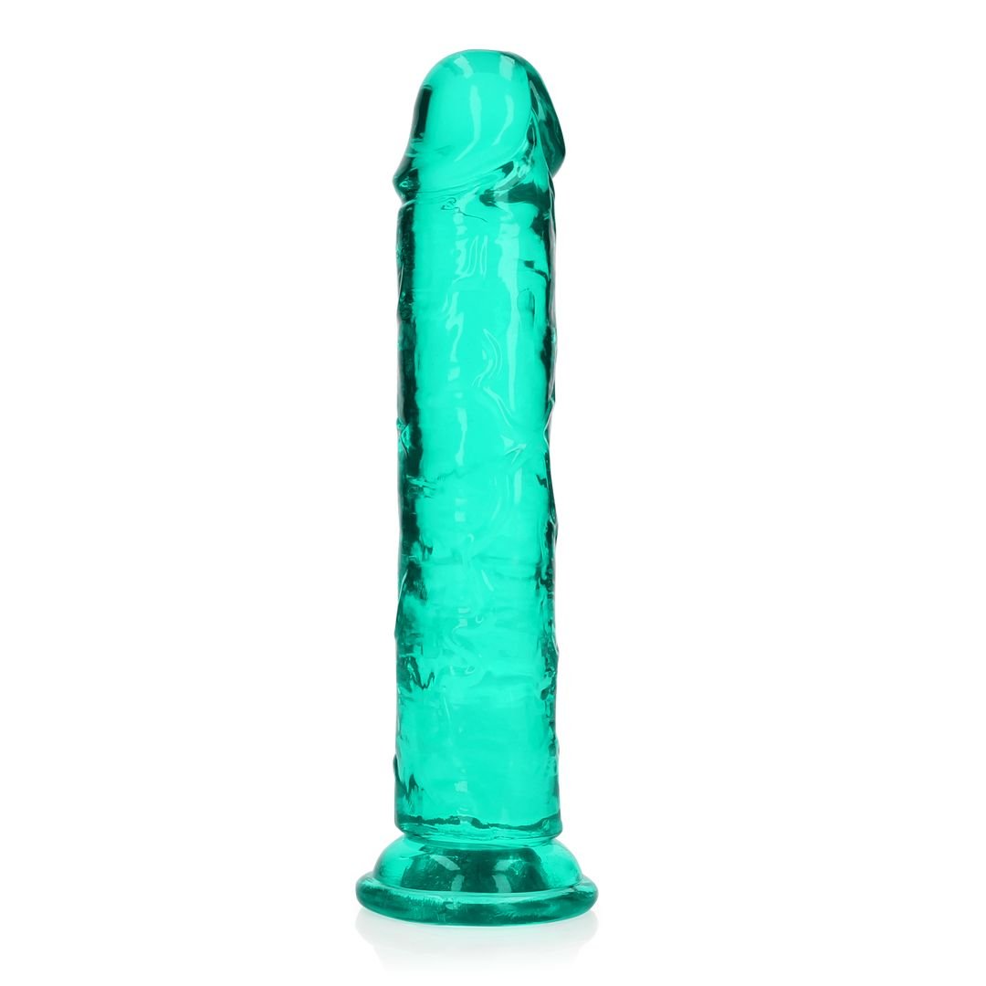RealRock Rechte realistische dildo met zuignap - 20 cm - Turquoise