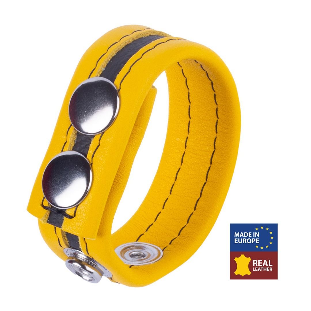 Red Leather Tippy - Leren cockring - Geel