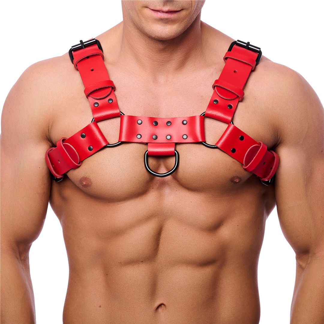 Red Leather Bulldog leren harnas - L/XL - Rood