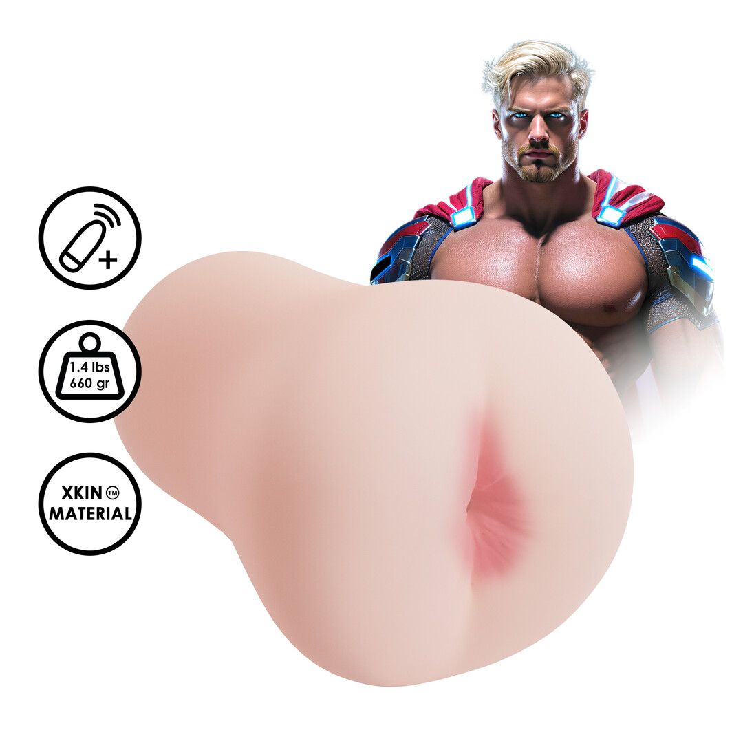 XKIN by Shots Superheroes Cumlander Vibrerende Masturbator - Flesh