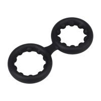 Doc Johnson siliconen Double Stamina cockring met metalen balletjes - Zwart