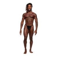 Male Power Leo - harnas van imitatieleer - One size - Zwart/Rood