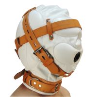 XR Brands Total Sensory Deprivation leren hood - M/L - Wit, afbeelding 2