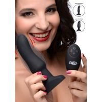 XR Brands opblaasbare gebogen vibrerende siliconen buttplug, afbeelding 4