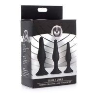 XR Brands Triple Spire - Taps toelopende siliconen anaal trainingsset - 3 stuks - Zwart, afbeelding 2