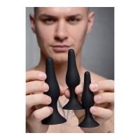 XR Brands Triple Spire - Taps toelopende siliconen anaal trainingsset - 3 stuks - Zwart, afbeelding 3