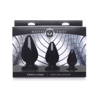 XR Brands Triple Cones - Anaalplug Set - 3 Stuks - Zwart, afbeelding 2