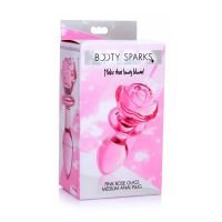 XR Brands Pink Rose - Glazen buttplug - Medium, afbeelding 2