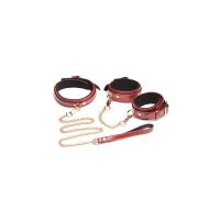 XR Brands 6-delige bordeaux bondage set met boeien, halsband en lijn
