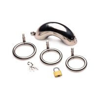 XR Brands Afsluitbare RVS kuisheidskooi met 3 ringen