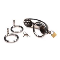 XR Brands Afsluitbare RVS kuisheidskooi met 3 ringen, afbeelding 3