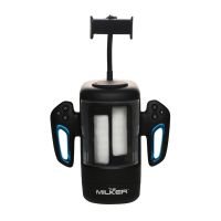 XR Brands Cyber Milker - Strelende en vibrerende masturbator met telefoonhouder - Transparant/Zwart