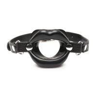 XR Brands Juicy Lips - Siliconen open mond gag - Zwart, afbeelding 2