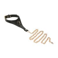XR Brands Captivate - Halsband met bodychain - Zwart/Goud