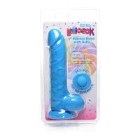 Curve Toys Lollicock Siliconen dildo met ballen - 18 cm - Blauw, afbeelding 2
