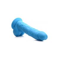 Curve Toys Lollicock Siliconen dildo met ballen - 18 cm - Blauw, afbeelding 3