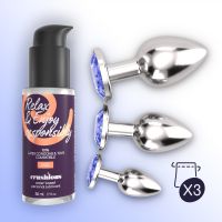 Crushious Bijou Anal Wet Train Trio RVS Plugs - Blauw, afbeelding 6