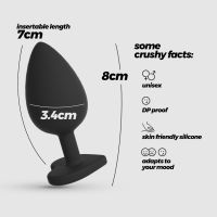 Crushious Cuore Anaalplug met Vervangbare Stenen - Medium - Zwart, afbeelding 5