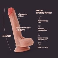 Crushious Inviktus - Dildo van vloeibare siliconen - 22 cm - Huidskleur, afbeelding 6