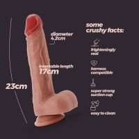 Crushious Inviktus - Dildo van vloeibare siliconen - 23 cm - Huidskleur, afbeelding 6