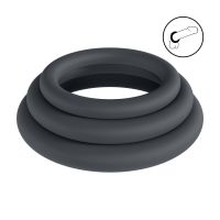Levelz Classic Siliconen Cockring Set van 3 - L/XL/XXL - Zwart