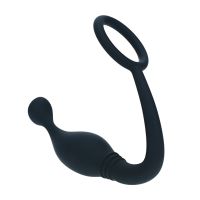 Levelz Siliconen cockring met prostaatstimulator - M - Zwart, afbeelding 2