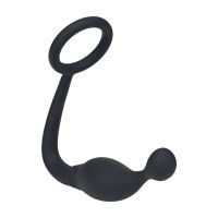 Levelz Siliconen cockring met prostaatstimulator - M - Zwart, afbeelding 3