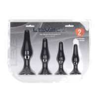 Levelz Slim siliconen anaalplug set van 4 - S/M/L/XL - Zwart, afbeelding 3