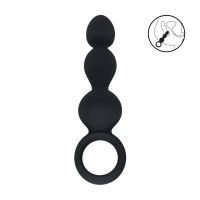 Levelz Siliconen Anaal Probe met Bolletjes en Lus - Zwart