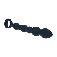 Levelz Siliconen Anaal Probe Snake met Bolletjes en Lus - Zwart, afbeelding 2