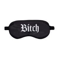 Ouch! Bitch - Satijnen Masker met Print - Zwart